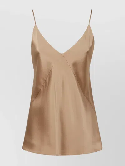 MAX MARA SILK TOP WITH SPAGHETTI STRAPS AND V-NECKLINE