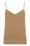 Max Mara Silk Top With Thin Straps In Brown