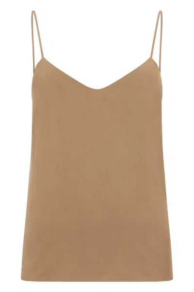 Max Mara Silk Top With Thin Straps In Brown