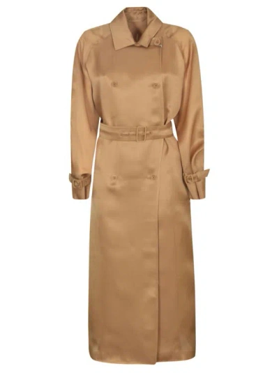 Max Mara Silk Trench Coat In Brown