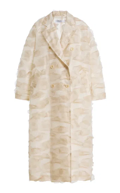 Max Mara Silk Trench Coat In Neutral