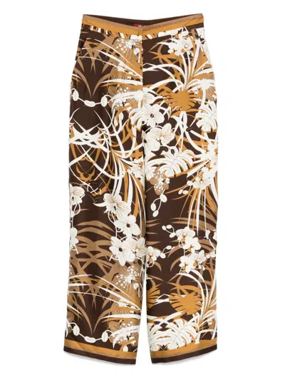 Max Mara Silk Trousers In Multi