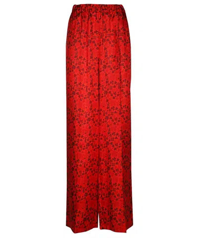Max Mara Silk Trousers In Red