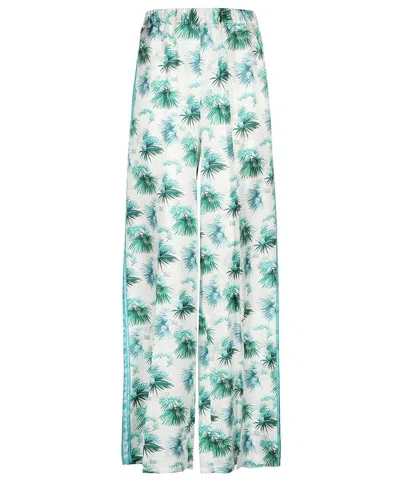 Max Mara Silk Trousers In Green