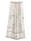 Max Mara Ivory Printed Silk Twill Mxmrive Fluid Trousers In White