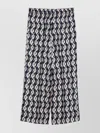Max Mara Silk Trousers With All-over Print And Wide Leg In Blue