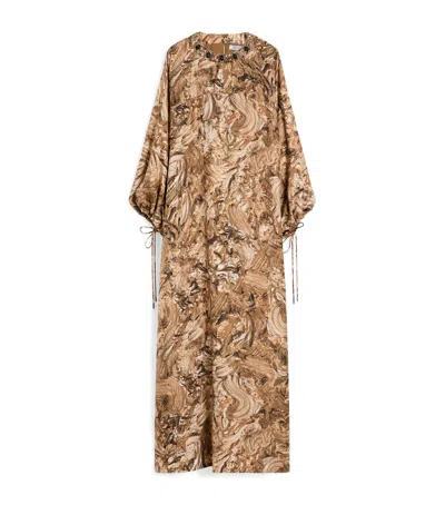 Max Mara Silk Tunic Gown In Brown