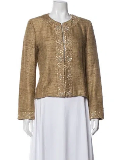 Pre-owned Max Mara Silk Tweed Pattern Jacket In Neutrals