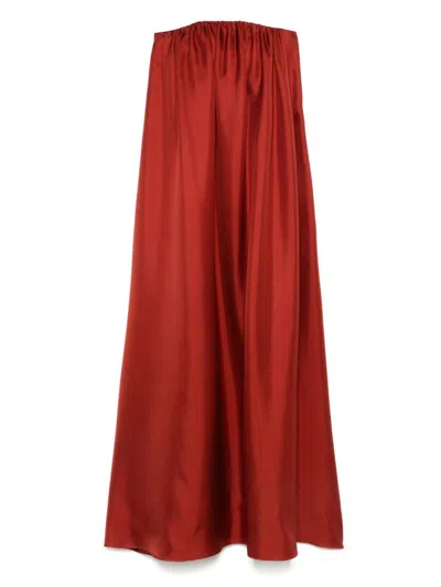 Max Mara Silk Twill Corset Dress In Red