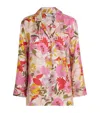 Max Mara Alan Floral Silk Twill Button-up Shirt In Pink
