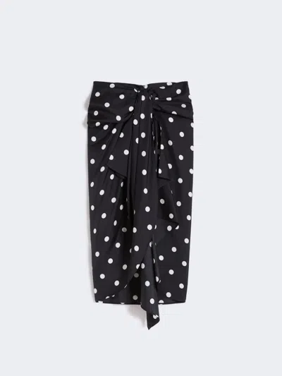 Max Mara Silk Twill Knot Skirt In Black