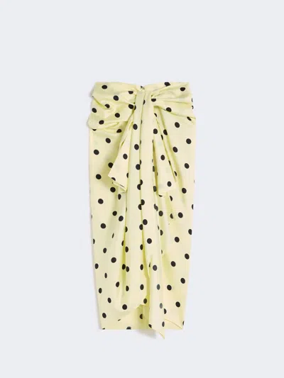 Max Mara Silk Twill Knot Skirt In Yellow