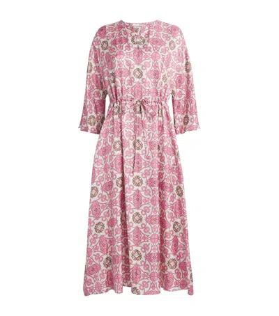 Max Mara Silk Twill Printed Midi Dress In Pink