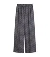 Max Mara Silk Twill Printed Wide-leg Trousers In Brown
