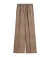 Max Mara Silk Twill Printed Wide-leg Trousers In Brown