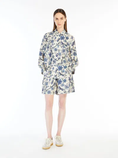 Max Mara Silk Twill Shirt In Light Blue