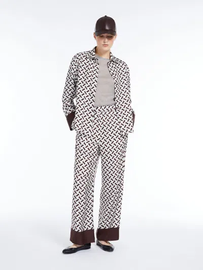 Max Mara Silk Twill Shirt In Stone