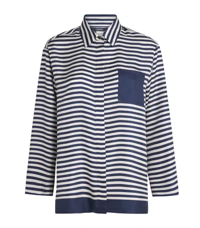 Max Mara Silk Twill Stripe Shirt In Beige