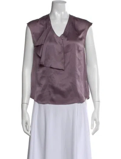Pre-owned Max Mara Silk V-neck Blouse In Purple