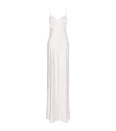 Max Mara Silk V-neck Maxi Dress In Clear