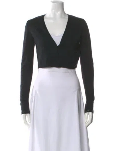 Pre-owned Max Mara Silk V-neck Sweater In Black