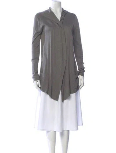 Pre-owned Max Mara Silk V-neck Sweater In Gray