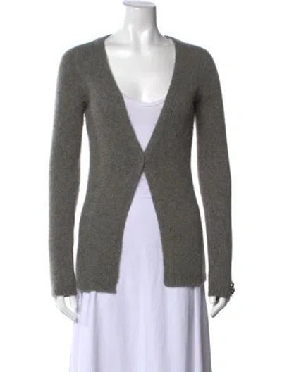 Pre-owned Max Mara Silk V-neck Sweater In Gray