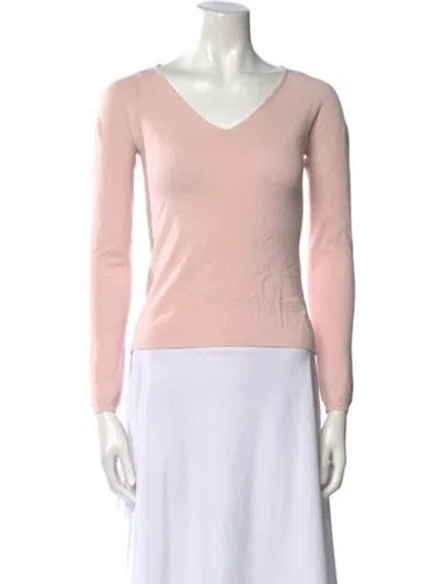 Pre-owned Max Mara Silk V-neck Sweater In Pink