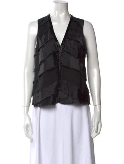Pre-owned Max Mara Silk V-neck Top In Black