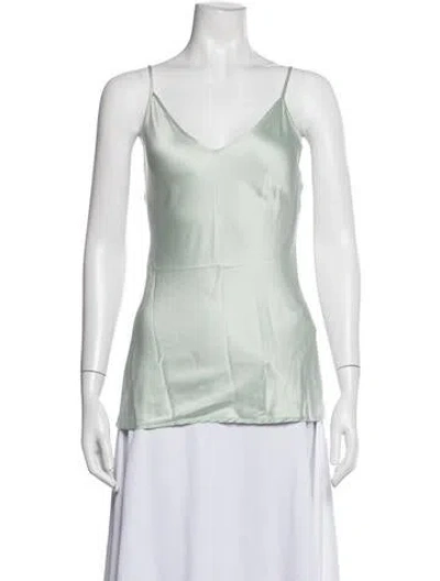 Pre-owned Max Mara Silk V-neck Top In Blue