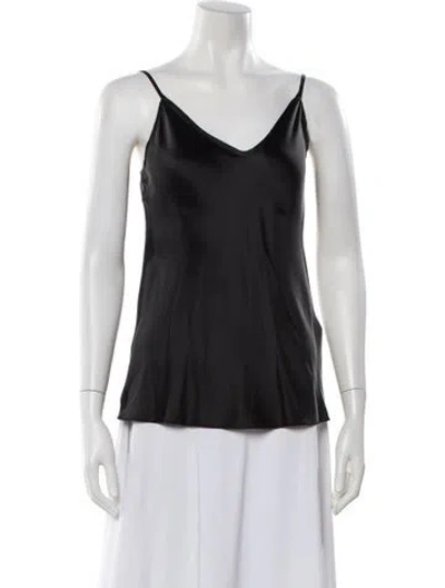 Pre-owned Max Mara Silk V-neck Top W/ Tags In Black