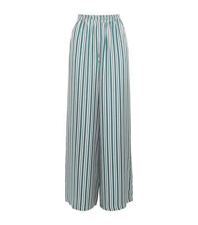 Max Mara Silk Wide-fit Trousers In Gray