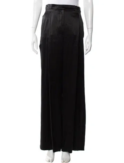 Pre-owned Max Mara Silk Wide Leg Pants In Black