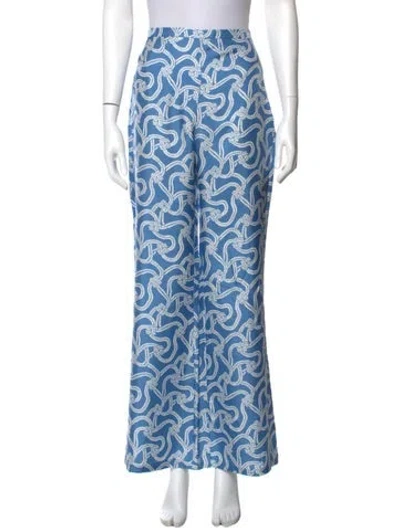 Pre-owned Max Mara Silk Wide Leg Pants In Blue