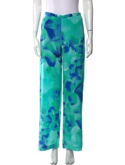 Pre-owned Max Mara Silk Wide Leg Pants In Blue
