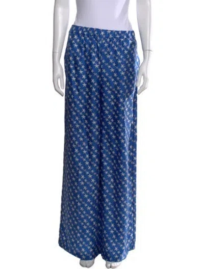 Pre-owned Max Mara Silk Wide Leg Pants In Blue
