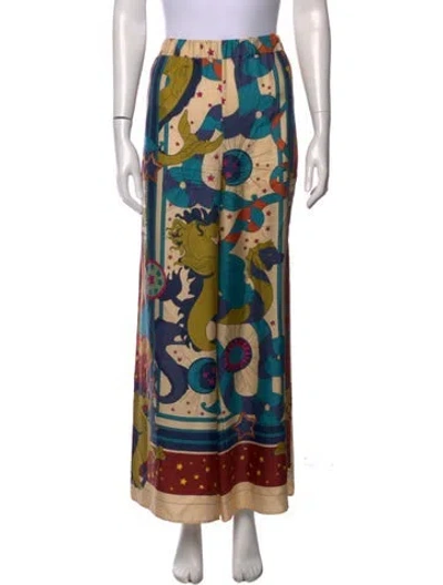 Pre-owned Max Mara Silk Wide Leg Pants In Blue