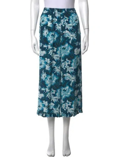 Pre-owned Max Mara Silk Wide Leg Pants In Blue