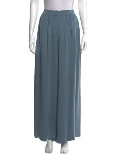 Pre-owned Max Mara Silk Wide Leg Pants In Blue