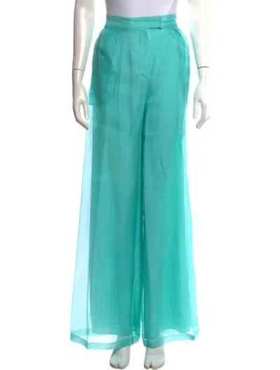 Pre-owned Max Mara Silk Wide Leg Pants In Blue