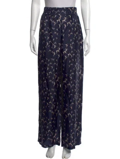 Pre-owned Max Mara Silk Wide Leg Pants In Blue