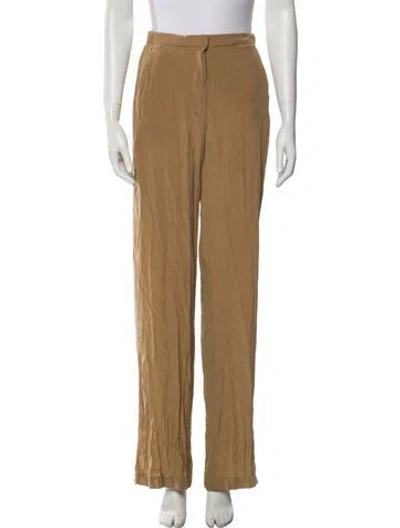 Pre-owned Max Mara Silk Wide Leg Pants In Brown