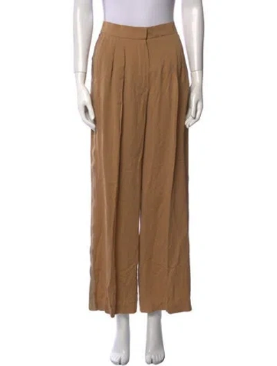 Pre-owned Max Mara Silk Wide Leg Pants In Brown