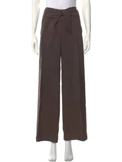 Pre-owned Max Mara Silk Wide Leg Pants In Brown