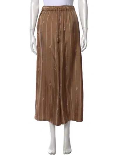 Pre-owned Max Mara Silk Wide Leg Pants In Brown