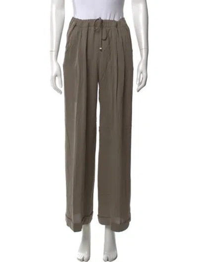 Pre-owned Max Mara Silk Wide Leg Pants In Gray