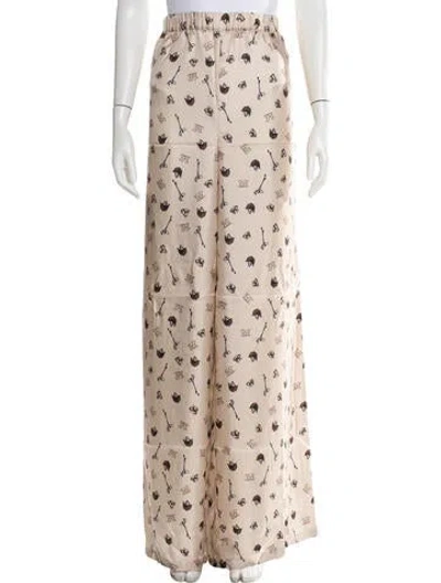 Pre-owned Max Mara Silk Wide Leg Pants In Multicolor