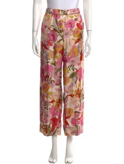 Pre-owned Max Mara Silk Wide Leg Pants In Multicolor