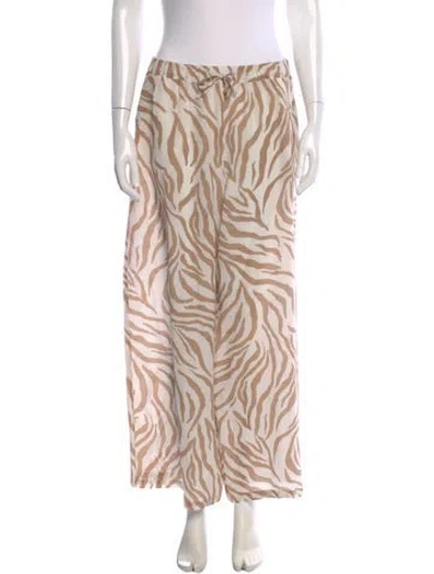 Pre-owned Max Mara Silk Wide Leg Pants In Neutral