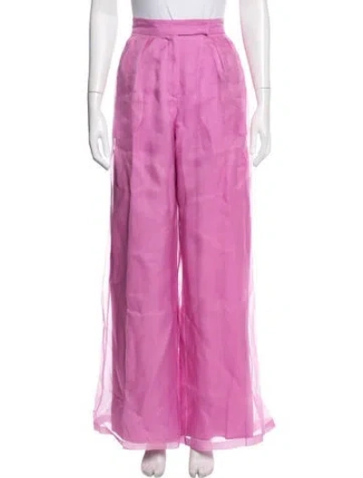 Pre-owned Max Mara Silk Wide Leg Pants In Pink